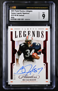 2021 Panini Flawless Collegiate Football - Bo Jackson CLS-BJ - Ruby Campus Legends Signatures /15 - CSG CGC 9 / 10