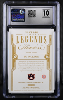 2021 Panini Flawless Collegiate Football - Bo Jackson CLS-BJ - Ruby Campus Legends Signatures /15 - CSG CGC 9 / 10