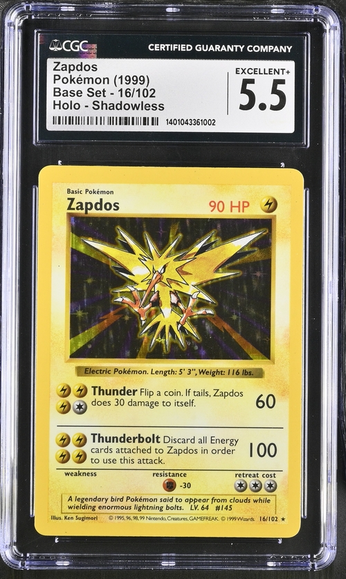 Zapdos - Base Set (Shadowless) (BSS) - 1999 Pokemon - CGC 5.5