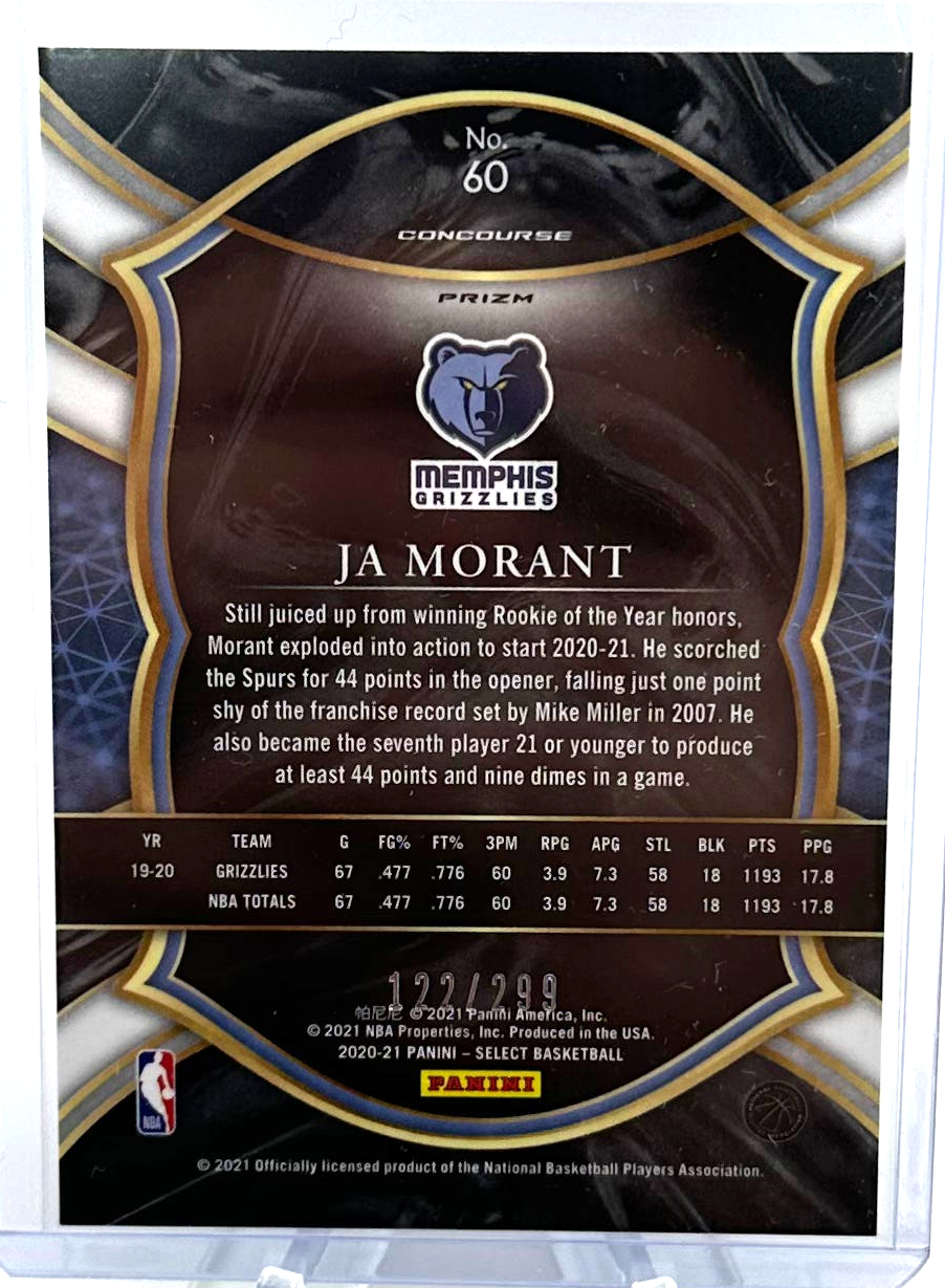 2020-21 Panini Select Basketball - Ja Morant 60 - Light Blue /299