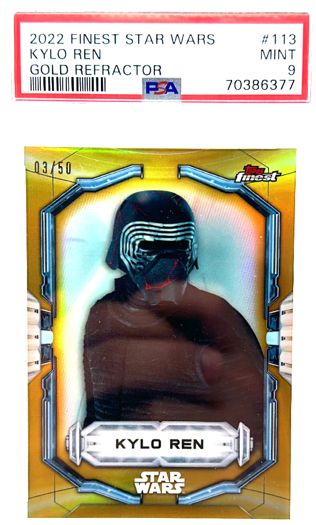 2022 Topps Finest Star Wars - Kylo Ren 113 - Gold Refractor /50 - PSA 9