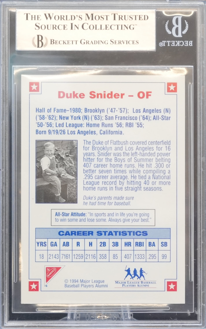 1994 Nabisco - Duke Snider 4 - All Star Autographs - BGS Authentic Auto