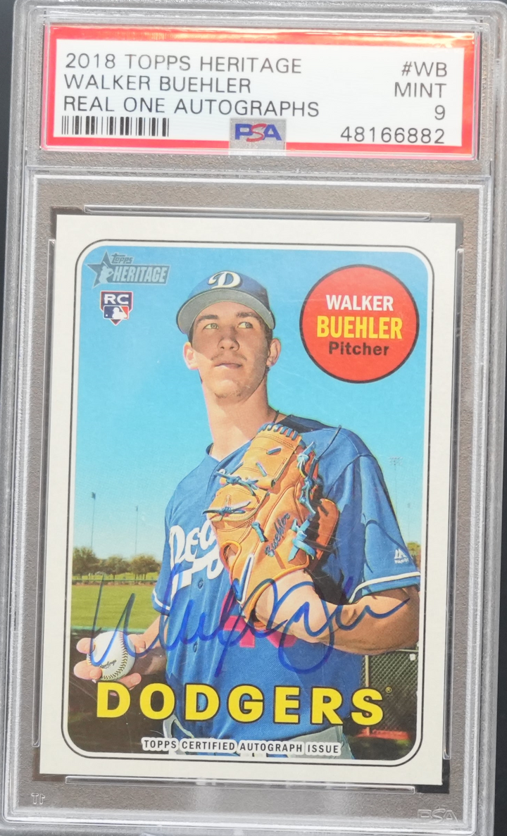 2018 Topps Heritage - Walker Buehler WB - Real One Autographs - PSA 9