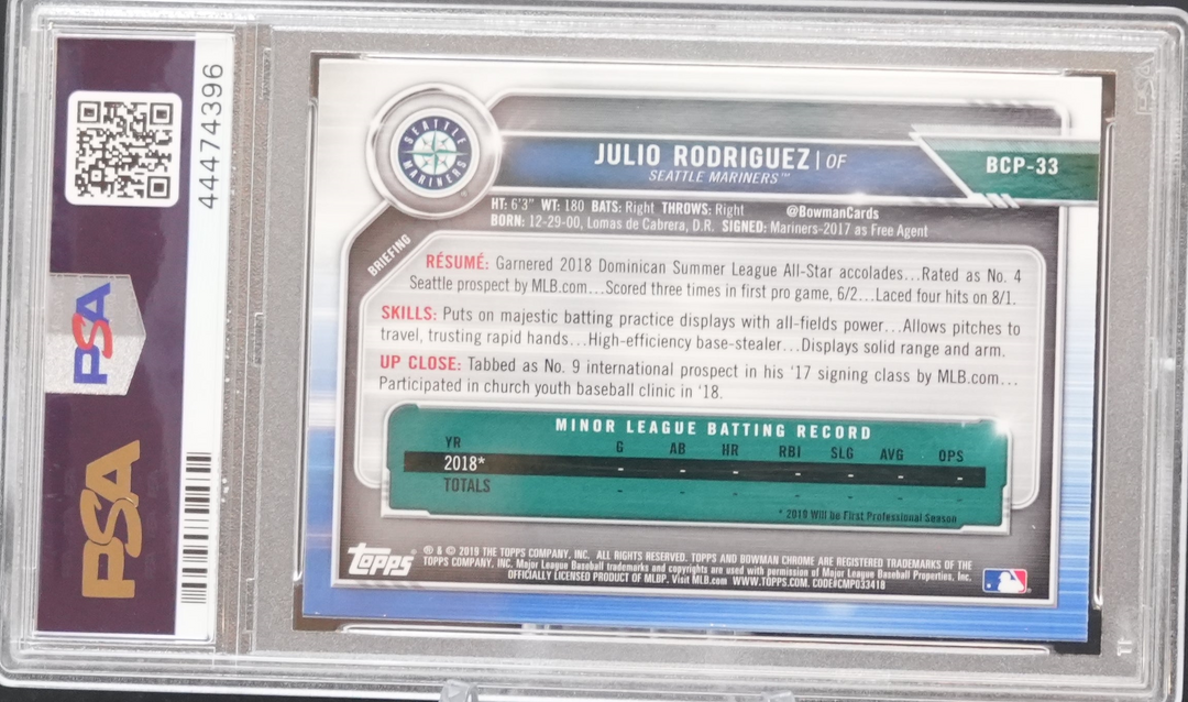 2019 Topps Bowman Mega - Julio Rodriguez 33 - 1st Bowman Mega - PSA 10