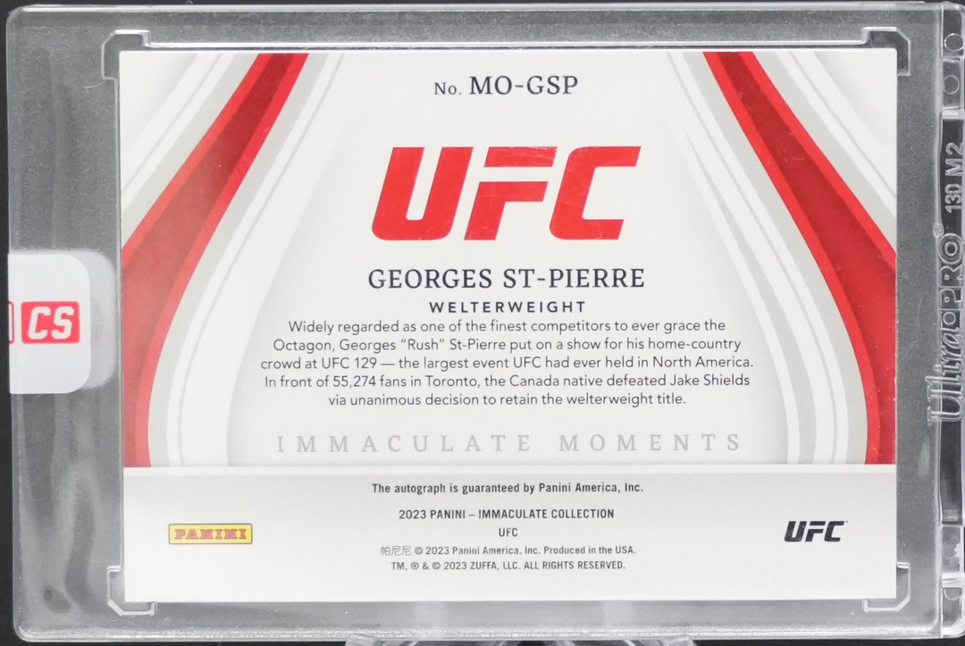 2023 Panini Immaculate UFC - George St-Pierre MO-GSP - Immaculate Moments /99