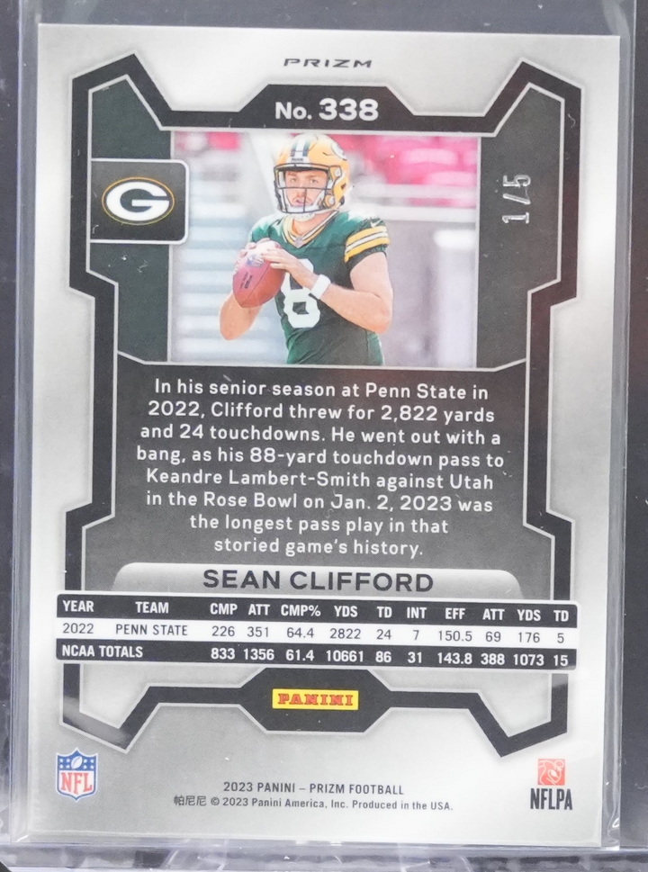 2023 Panini Prizm Football - Sean Clifford 338 - No Huddle Green /5