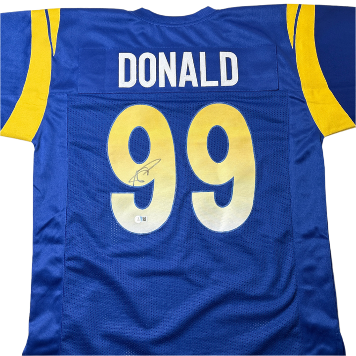 Aaron Donald Autographed Signed Blue Custom Jersey.  Beckett COA