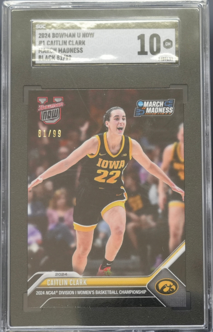 2024 Bowman U NOW - Caitlin Clark 1 - March Madness Black /99 - SGC 10