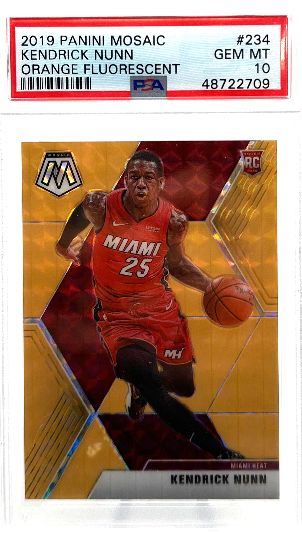 2019 Panini Mosaic - Kendrick Nunn 234 - Orange Fluorescent /25 - PSA 10