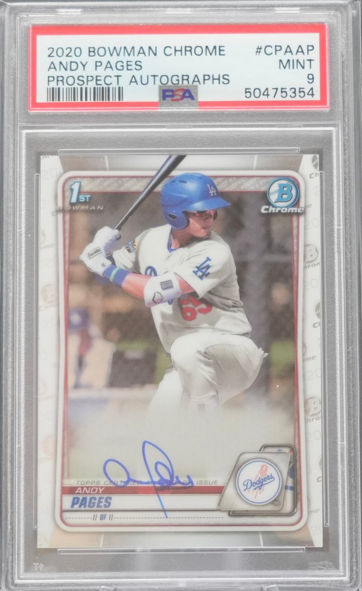 2020 Topps Bowman - Andy Pages CPAAP - 1st Bowman Prospect Auto - PSA 9