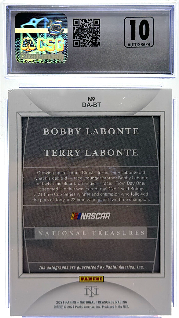 2021 Panini National Treasures - Bobby Labonte / Terry Labonte  - Dual Autographs - CSG CGC 8 / 10