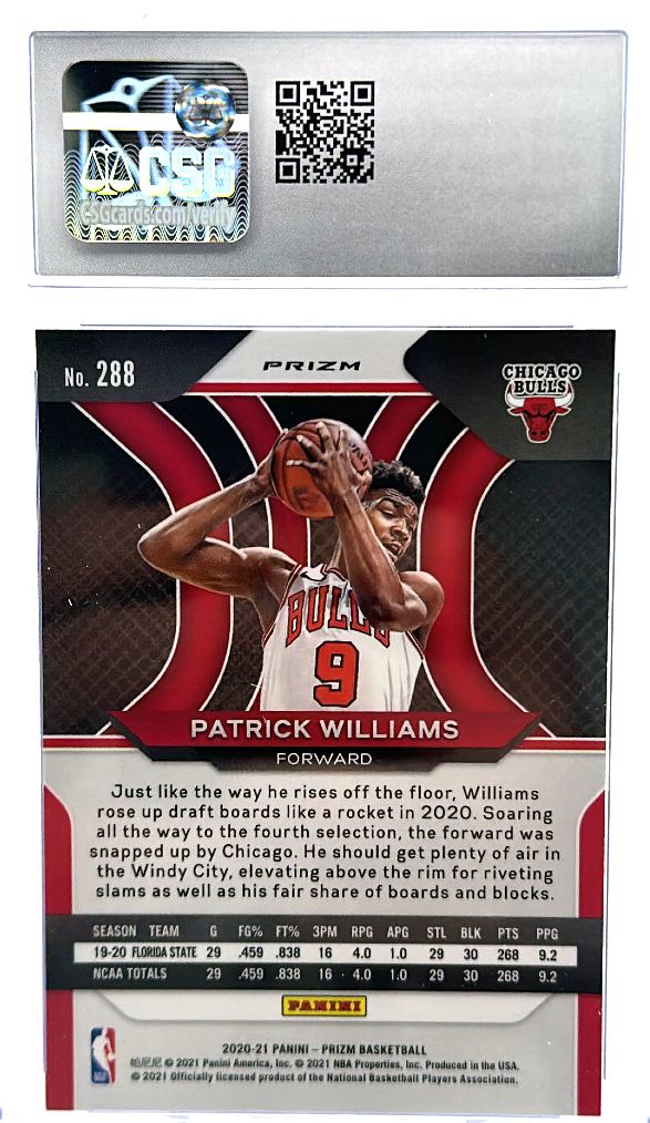 2020-21 Panini Prizm - Patrick Williams 288 - Blue Wave - CSG CGC 10