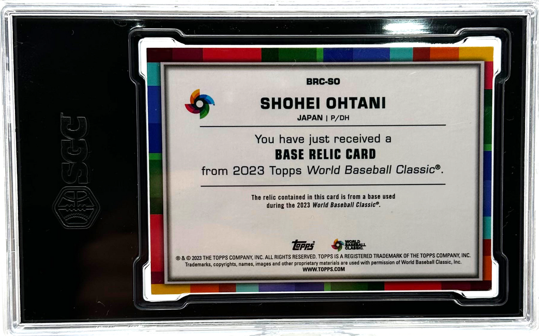 2023 Topps World Baseball Classic - Shohei Ohtani BRC-SO - Gold Base Relic /50 - SGC 9