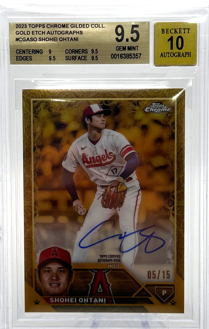 2023 Topps Chrome Gilded - Shohei Ohtani CGASO - Gold Etch Auto /15 - BGS 9.5 / 10