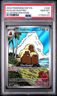 Alolan Dugtrio 208/191 Surging Illustration Rare - 2024 Pokemon - PSA 10