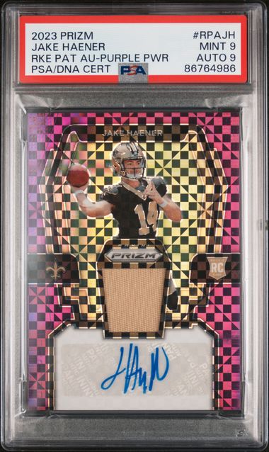 2023 Panini Prizm - Jake Haener RPA-JH - RPA Purple /49 - PSA 9 / 9