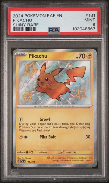 Pikachu 131/091 Paldean Fates Shiny Rare - 2024 Pokemon - PSA 9