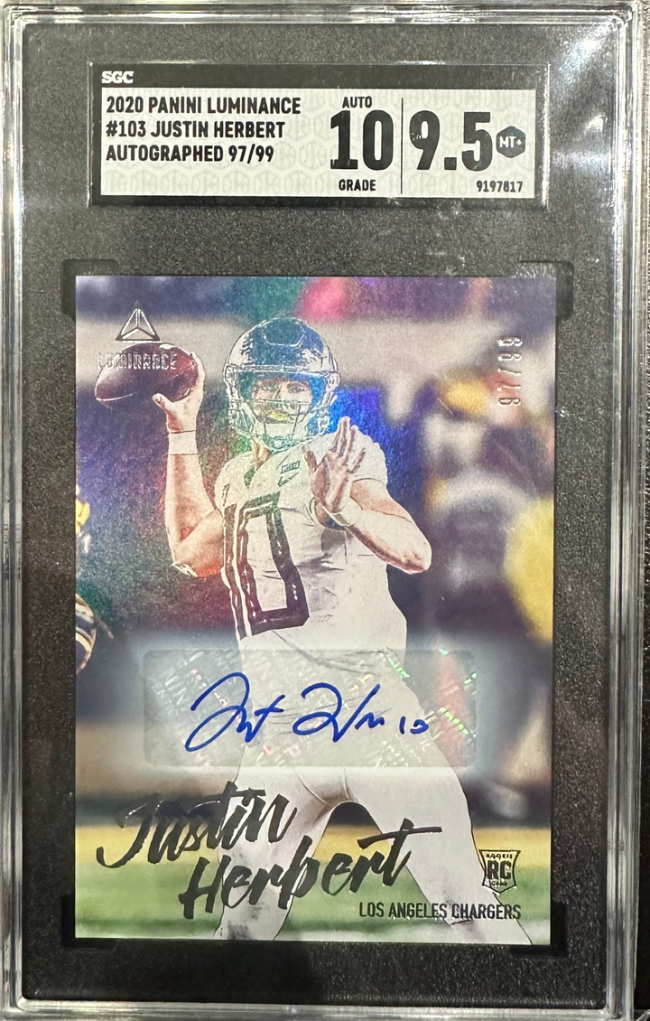 2020 Panini Luminance - Justin Herbert 103 - Rookie Auto /99 - SGC 9.5 /10