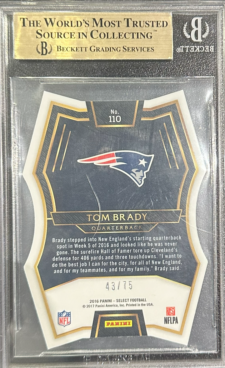 2016 Panini Select Football - Tom Brady 110 - Purple /75 - BGS 9.5