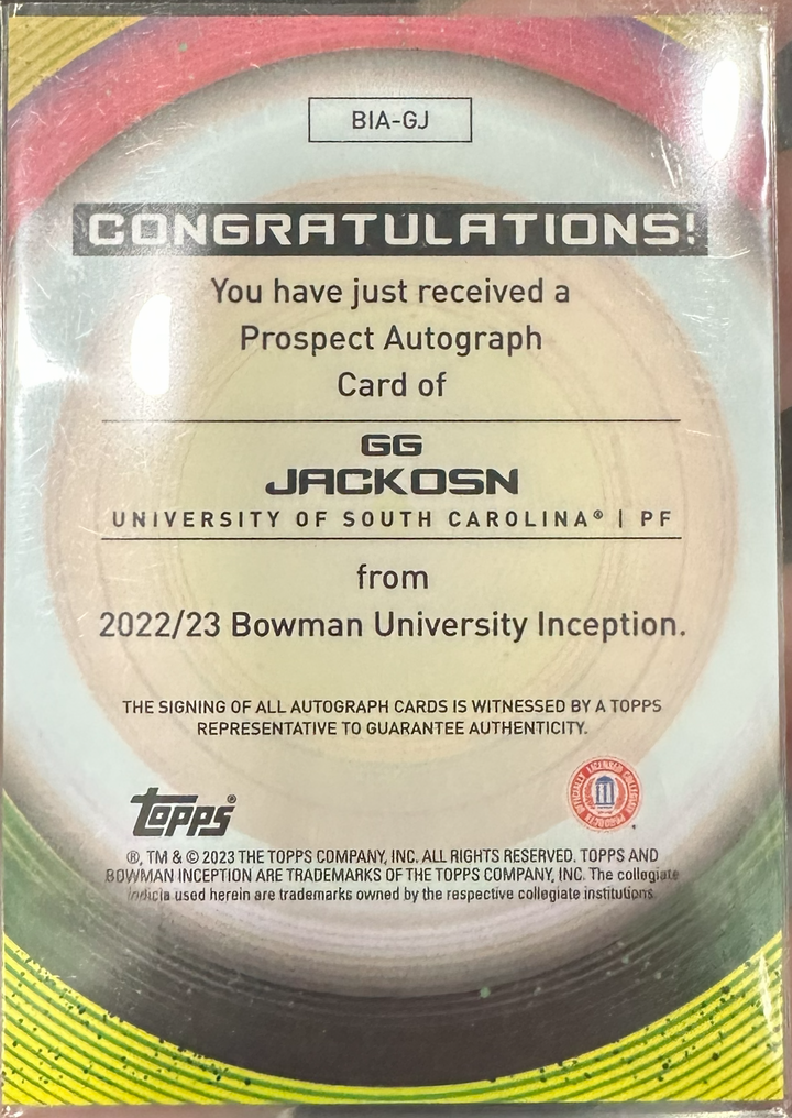 2022-23 Topps Bowman University Inception - GG Jackson BIA-GJ - Blue Initiation Auto /99