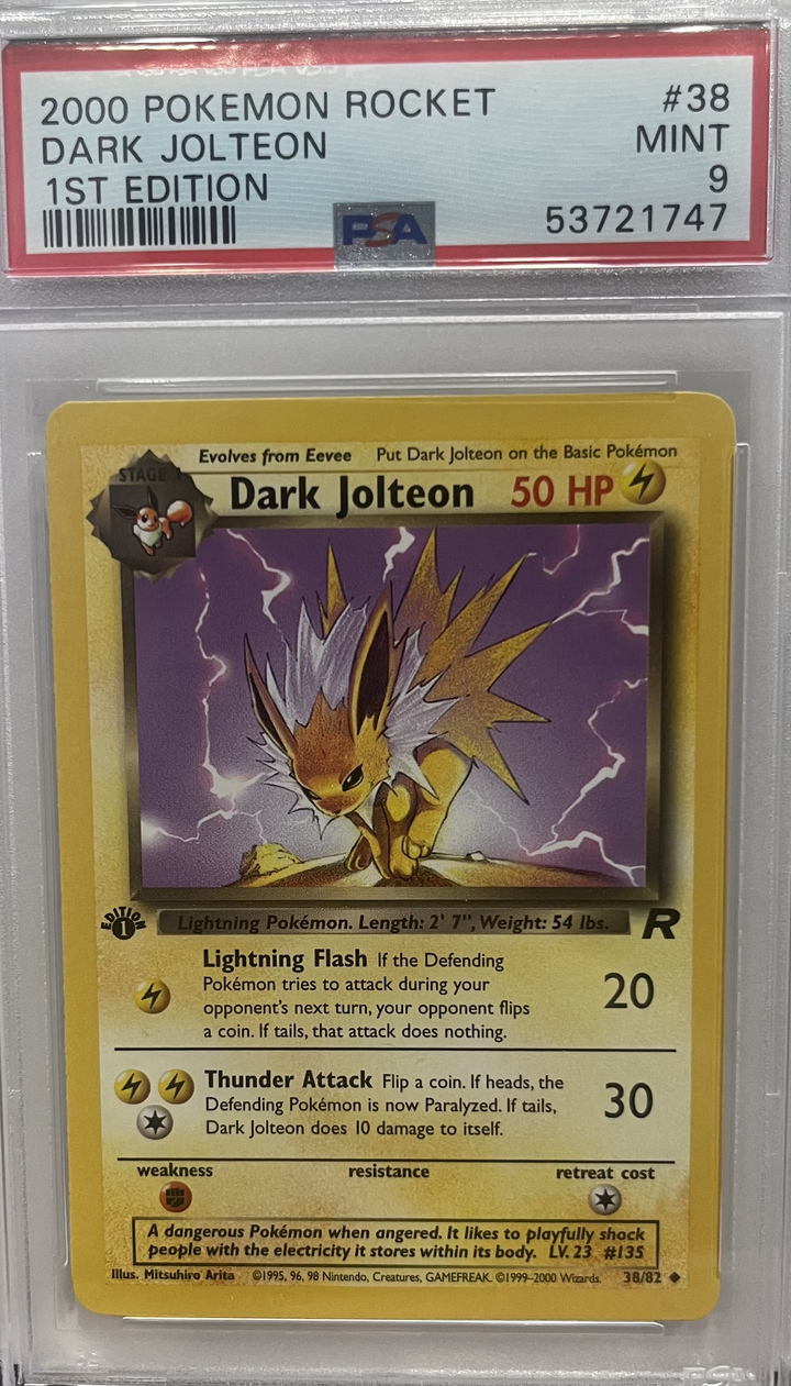 Dark Jolteon (1st Edition) - Team Rocket - 2000 Pokemon - PSA 9