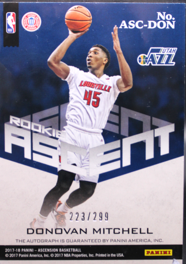 2017-18 Panini Ascension - Donovan Mitchell ASC-DON - Rookie Ascent Auto /299