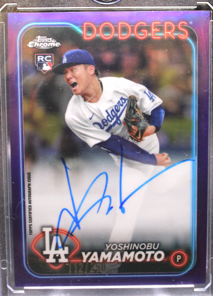 2024 Topps Chrome Baseball - Yoshinobu Yamamoto RA-YY - Purple Auto /250