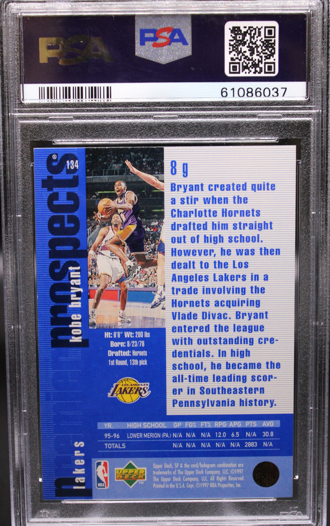 1996 SP Basketball - Kobe Bryant 134 - PSA 9