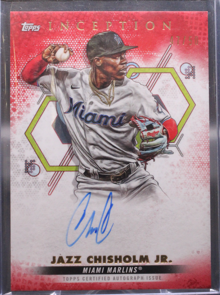 2022 Topps Inception Baseball  - Jazz Chisholm Jr BRES-JC - Red Auto /50