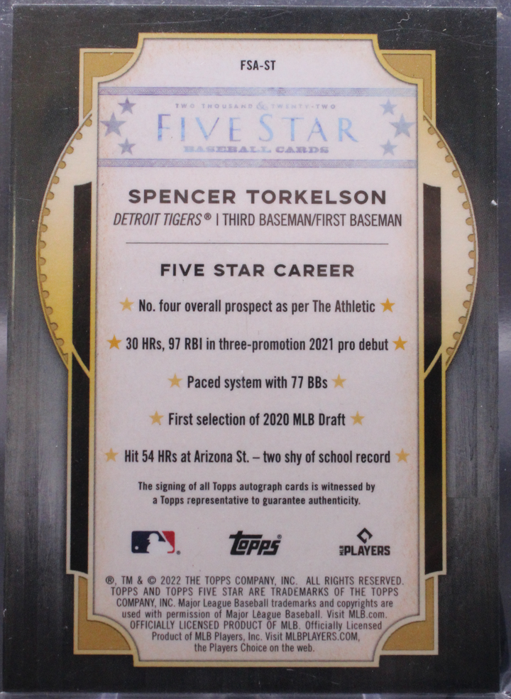 2022 Topps Five Star Baseball - Spencer Torkelson FSA-ST - On Card Auto