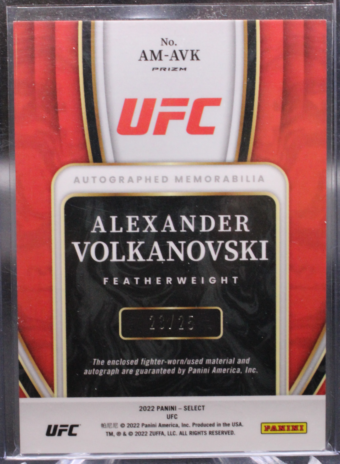 2022 Panini Select UFC - Alexander Volkanovski AM-AVK - Tie Dye Auto Mem /25