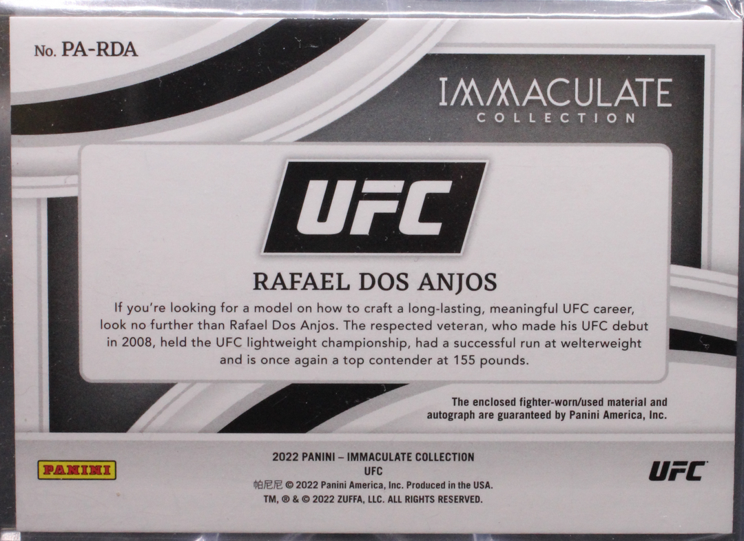 2022 Panini Immaculate UFC - Rafael Dos Anjos PA-RDA - Premium Mem Auto Red /10