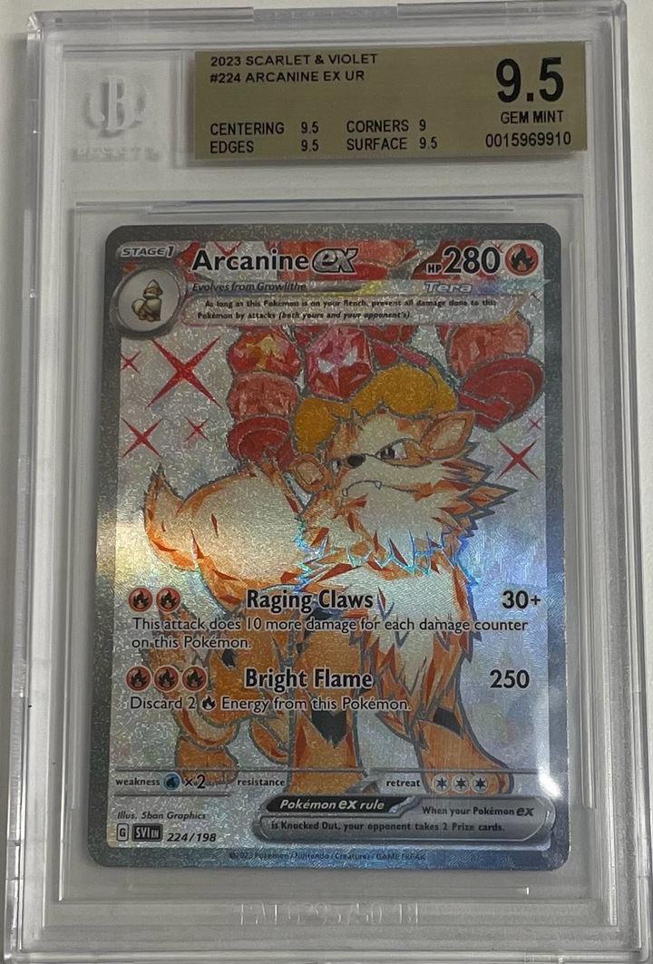 Arcanine ex 224/198 - Scarlet & Violet Base - 2023 Pokemon - BGS 9.5