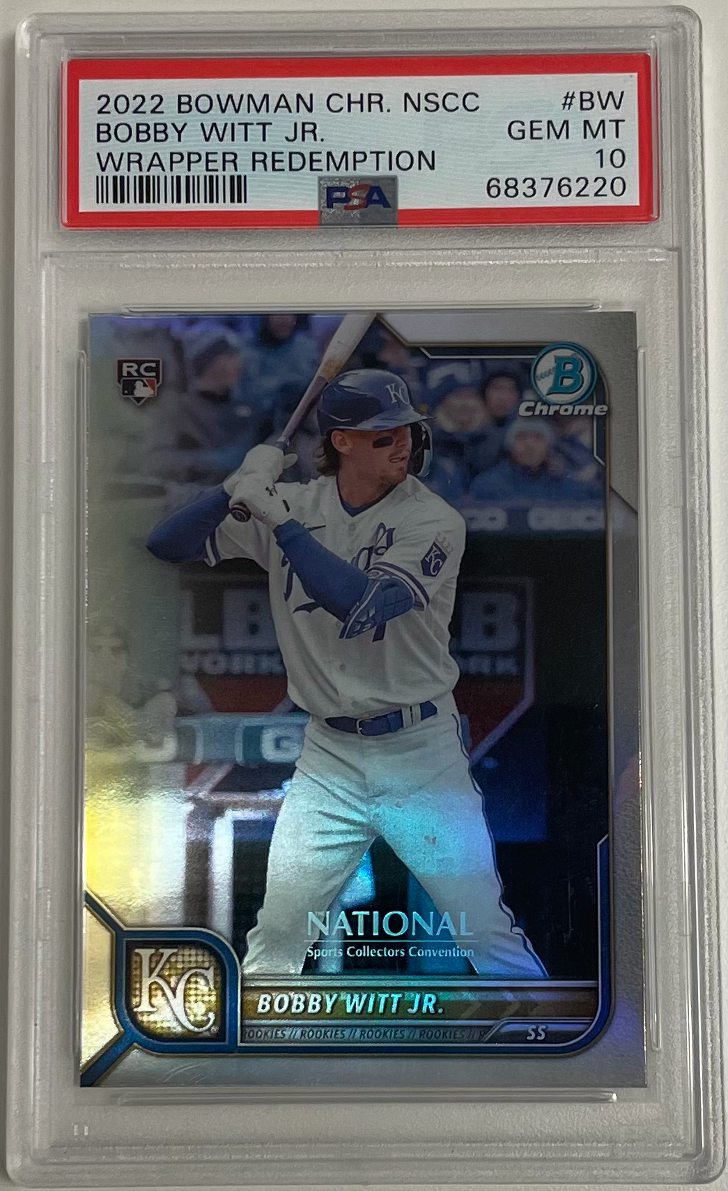2022 Bowman Chrome Baseball - Bobby Witt JR NSCCBW - Wrapper Redemption - PSA 10