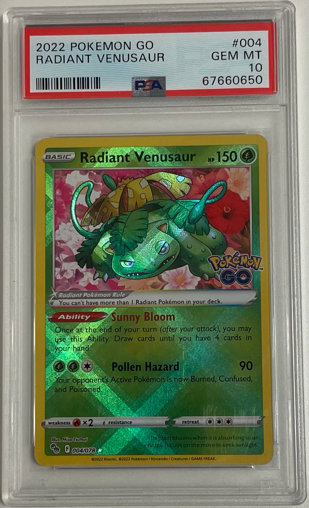 Radiant Venusaur 004/078 Pokemon GO - 2022 Pokemon - PSA 10