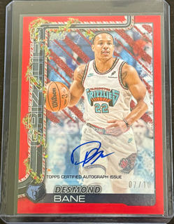 2025-26 Topps Holiday Basketball - Desmond Bane H149 Red Autograph /10