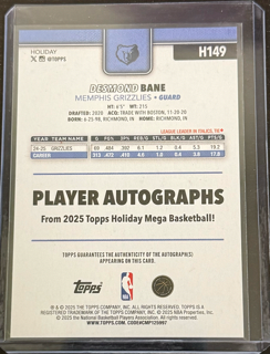2025-26 Topps Holiday Basketball - Desmond Bane H149 Red Autograph /10