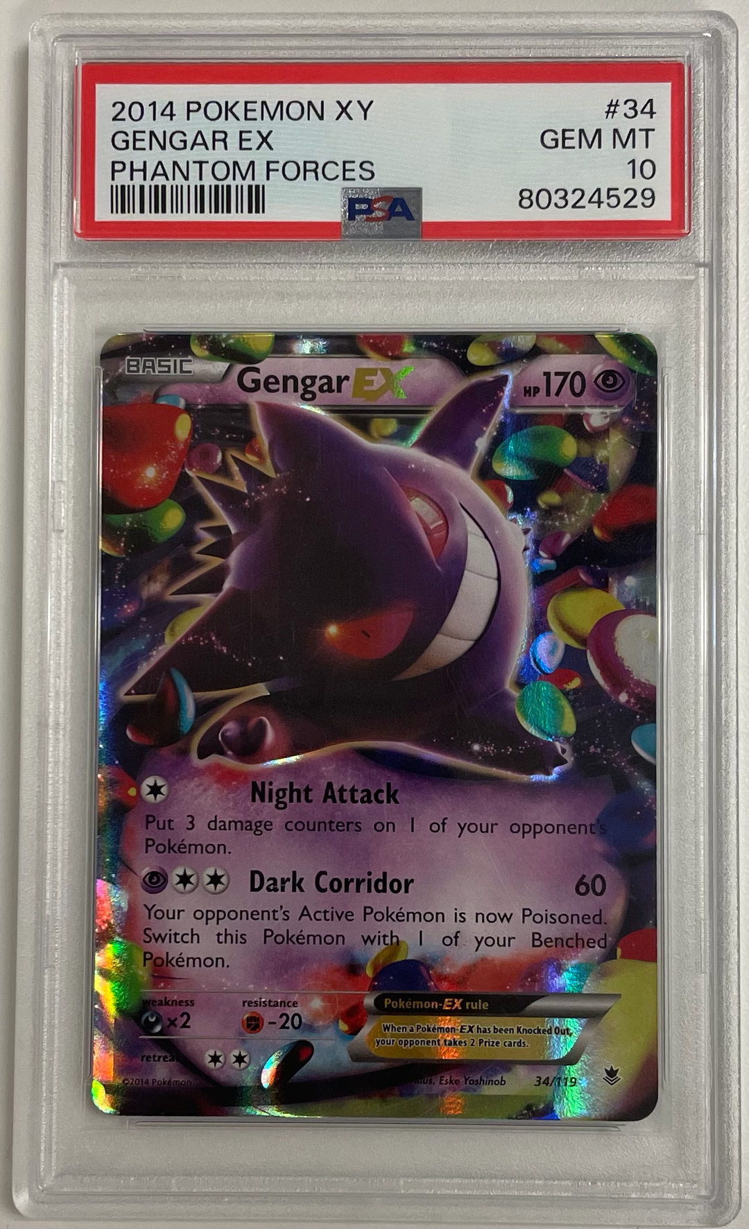 Gengar EX - XY Phantom Forces  - 2014 Pokemon - PSA 10