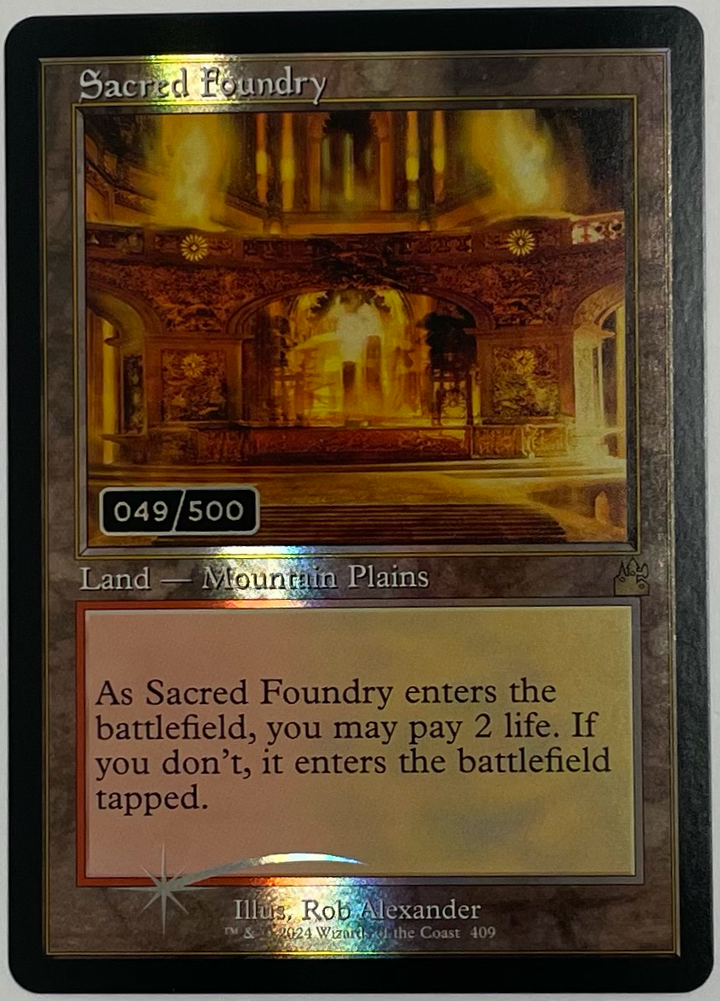 Sacred Foundry (Retro Frame) (Serial Numbered) - Ravnica Remastered (RVR)