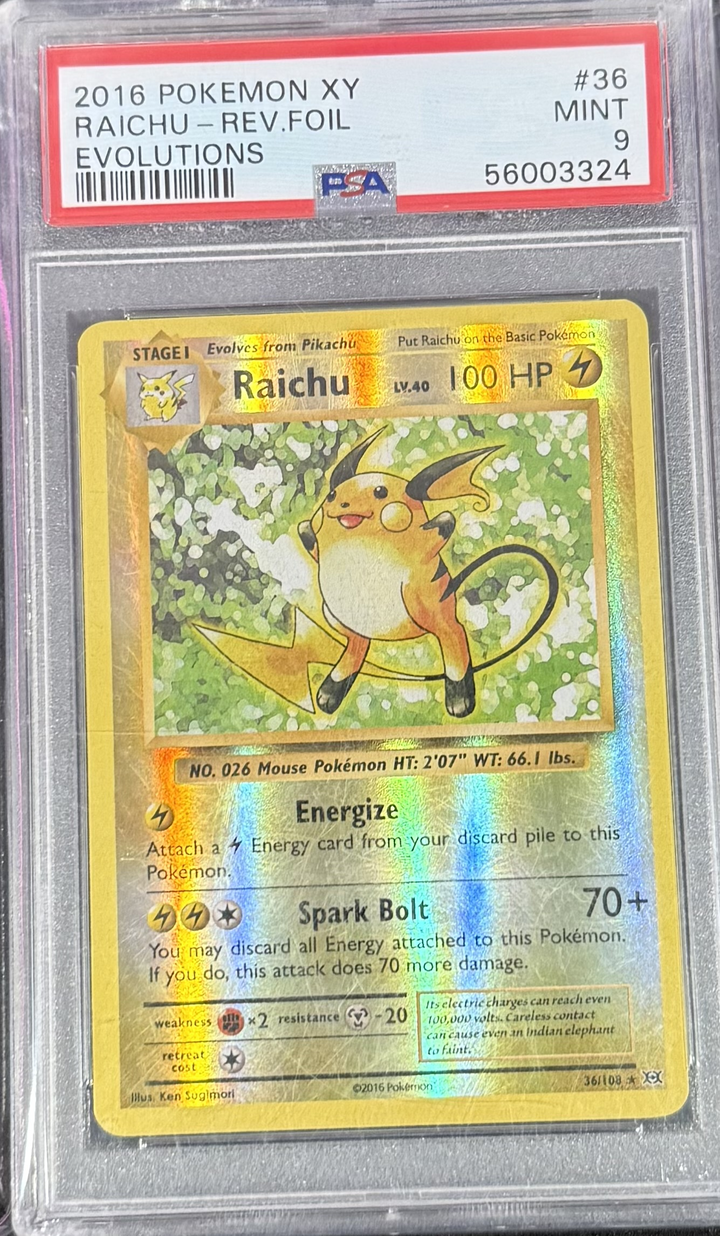 Raichu Rev Foil #36 - 2016 Pokemon XY - PSA 9