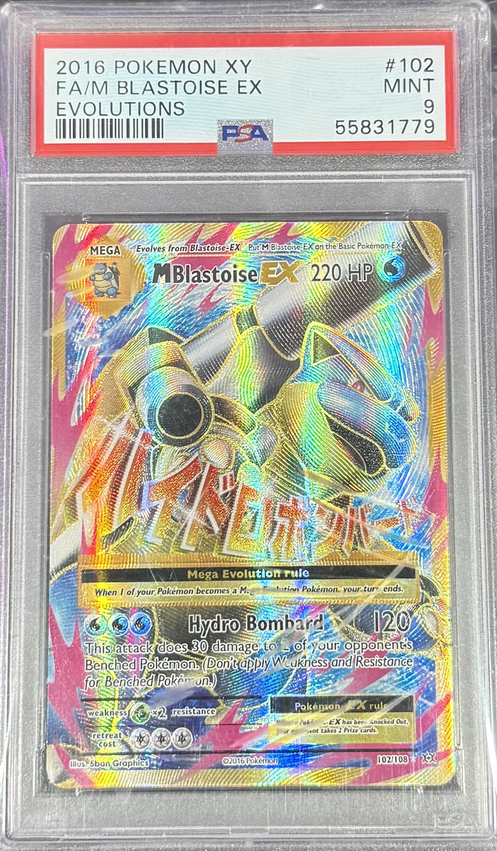 FA/M Blastoise EX #102 - Evolutions - 2016 Pokemon XY - PSA 9
