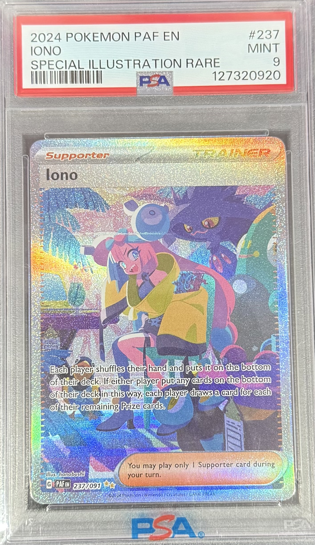 Iono #237 Special Illustration Rare - 2024 Pokemon PAF EN - PSA 9