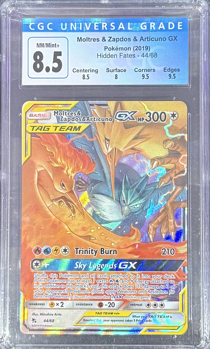 Moltres & Zapdos & Articuno GX 44/68 Hidden Fates - Pokemon (2019) - CGC 8.5