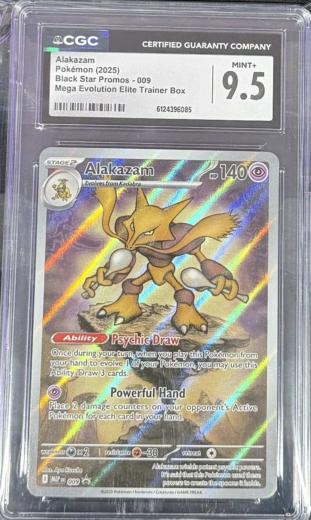 Alakazam - Pokemon (2025) - Black Star Promos 009 - Mega Evolution Elite Trainer Box - CGC 9.5