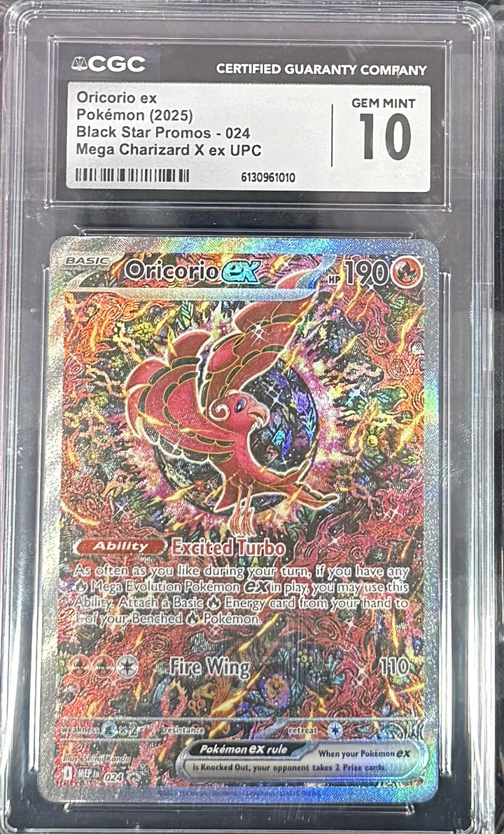 Oricorio ex - Pokemon (2025) - Black Star Promos 024 - Mega Charizard X ex UPC - CGC 10