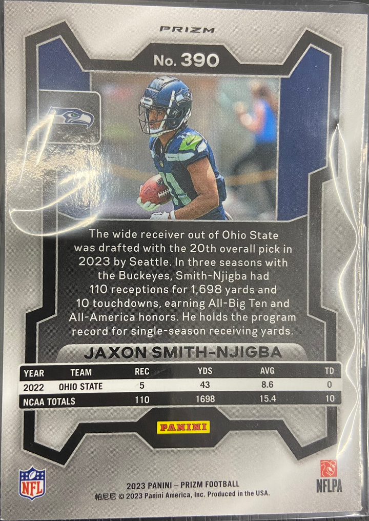 2023 Panini Prizm Rookies Jaxon Smith-Njigba #390 Orange Ice Prizm (RC) Seahawks
