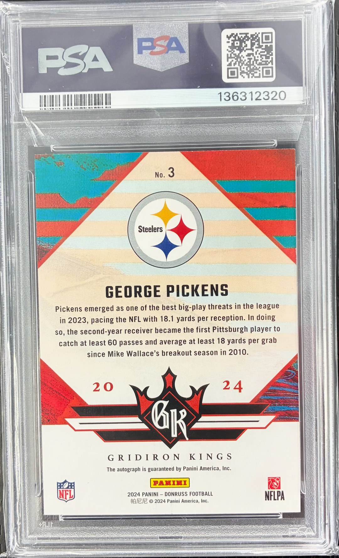 2024 Panini Donruss Gridiron Kings George Pickens Autograph /49