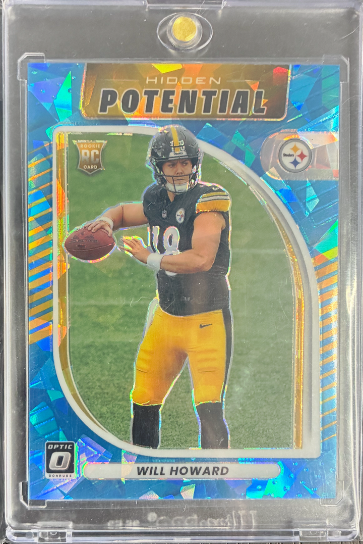 2025 Panini Donruss Optic - Will Howard Hidden Potential Rookie Insert Blue Cracked Ice Prizm 35/55