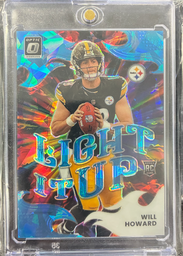 2025 Panini Donruss Optic - Will Howard Light It Up Rookie Insert Blue Cracked Ice Prizm 52/55