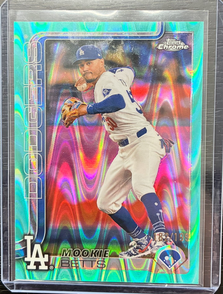 2025 Topps Chrome Baseball - Mookie Betts Aqua Raywave Parallel 182/199